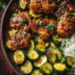 Delicious Sheet Pan Hot Honey Garlic Chicken with Zucchini
